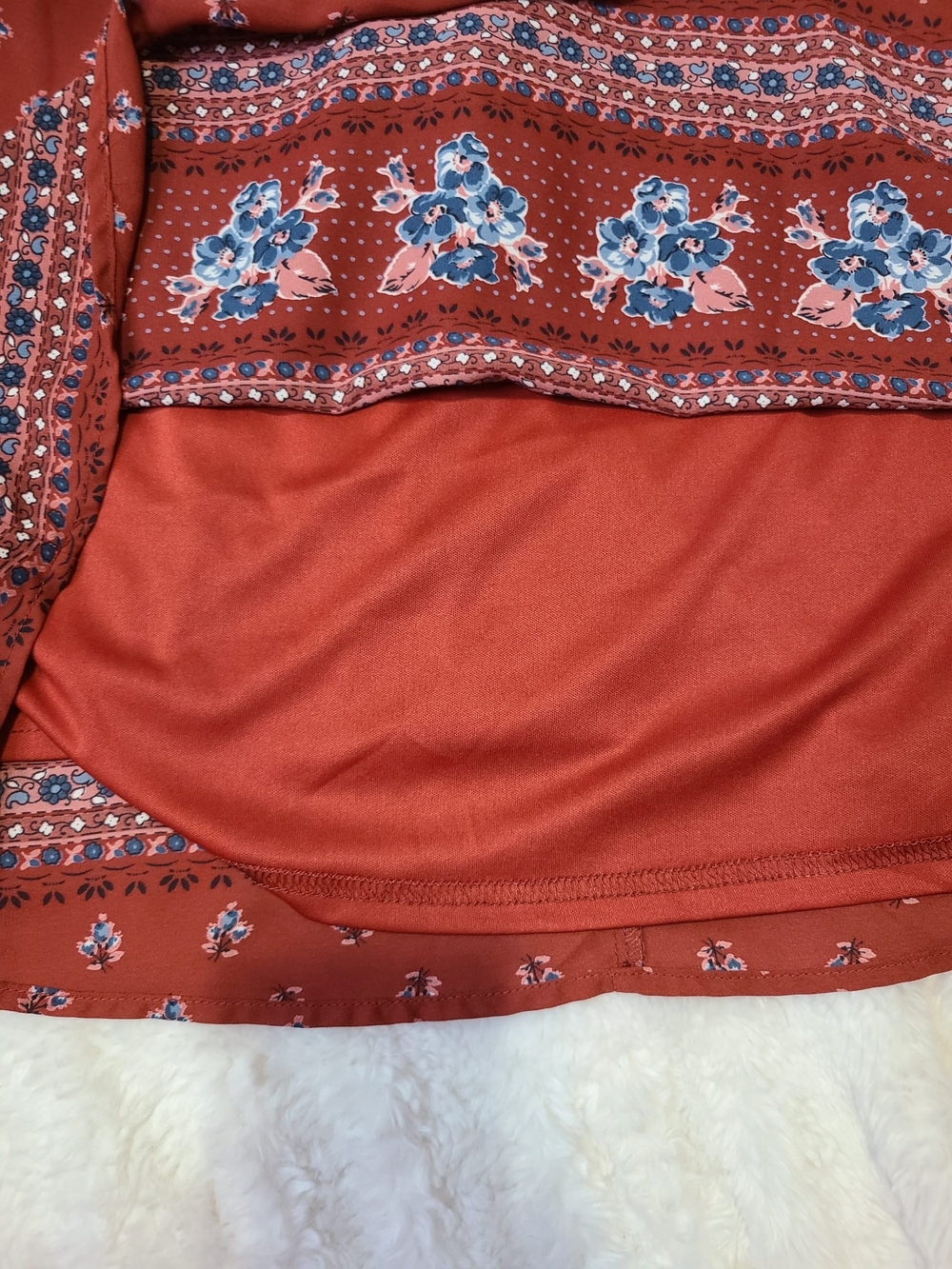Francescas Blue Rain Dreess Rust Red Halter Sundress with Border Print XS - Picture 5 of 9